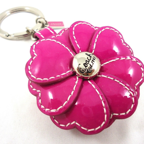 Coach Accessories - COACH PHOTO PICTURE PINK LTH FLOWER 3D KEYCHAIN